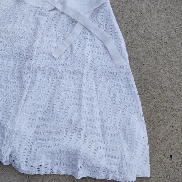 FABRIZIO LENZI EYELET WHITE LACE LINED  WRAP SKIRT SPORTY ATHLETIC CASUAL - Picture 7 of 16